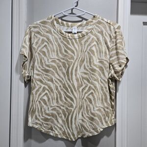 Old Navy Ultralite Cropped Rib-Knit Zebra Print Women's Top